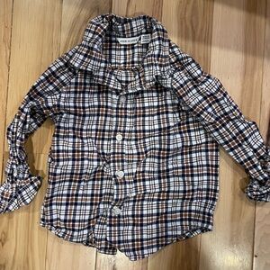 Janie and Jack Blue and Brown Plaid flannel Button Down Shirt
